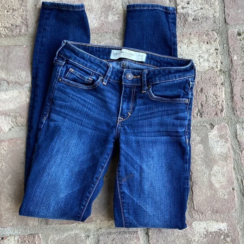 Abercrombie & Fitch Straight Leg Skinny Five Pocket Jeans Size 00R W 24 L 31 - Picture 2 of 16